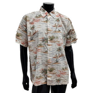 Vintage J.Crew Hawaiian Shirt People Palm Trees Button Down y2k BOXY Size L 54"